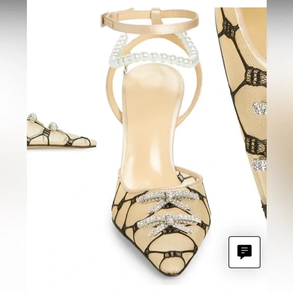 NWT SOLD OUT MACH & MACH Matilda Ankle Strap Pointed Toe Pump 38.5 - Picture 4 of 15